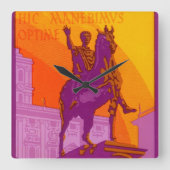 ルグランドホテルローマの彫像、イタリア、ヴィンテージトラベル スクエア壁時計 (正面)