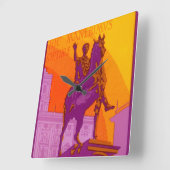 ルグランドホテルローマの彫像、イタリア、ヴィンテージトラベル スクエア壁時計 (傾斜)