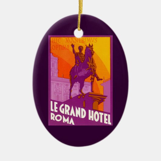 ルグランドホテルローマの彫像、イタリア、ヴィンテージトラベル セラミックオーナメント (正面)