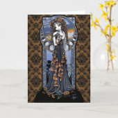 「ルシア」ゴシック様式の花の月の妖精のアートグリーティングカード カード (黄色い花)