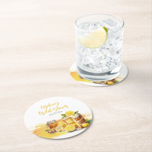 ルシウス・レモンケーキ&ジンジャー・ティー ブライダルシャワー ラウンドペーパーコースター (インサイチュ)