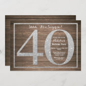 ルシック・サプライズ40歳誕生日招待状シルバー 招待状 (正面/裏面)