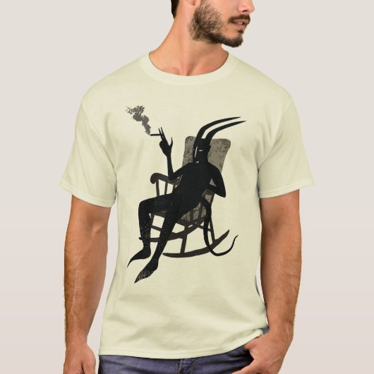 ルシファーの休憩 ダークなユーモアの悪魔 Tシャツ (正面)