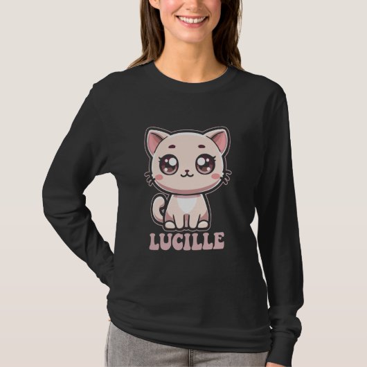 ルシルかわいい子ネコデザインfor女の子の名前Lucil Tシャツ (正面)