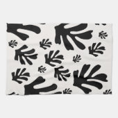ルジャルダン02ボタニカル白黒葉モダンズ キッチンタオル (横)