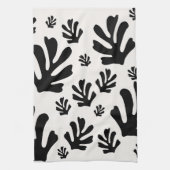 ルジャルダン02ボタニカル白黒葉モダンズ キッチンタオル (縦)