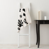 ルジャルダン02ボタニカル白黒葉モダンズ シェルパブランケット (インサイチュ)