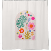 ルジャルダン04レトロ花モダンフローラ シャワーカーテン (正面)