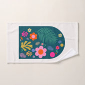 ルジャルダン05抽象芸術フラワーネイビーブルーフローラ バスタオルセット (ハンドタオル)