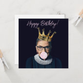 ルスギンズバーグクラウンピンクガムハッピーバースデー! カード (正面/裏面インサイチュ)