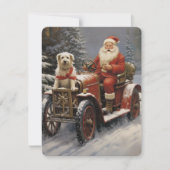 ルスティックなクリスマスとサンタクロースと犬 シーズンカード (正面)