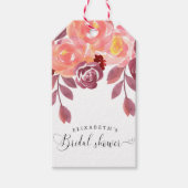 ルスティックな芍薬 エレガントなスクリプト ブライダルシャワー ギフトタグ (正面)