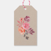 ルスティックな芍薬 エレガントなスクリプト ブライダルシャワー ギフトタグ (裏面)