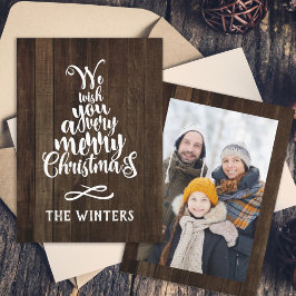 ルスティックウッドのクリスマスツリー文字の写真 シーズンカード