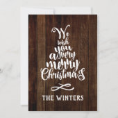ルスティックウッドのクリスマスツリー文字の写真 シーズンカード (正面)