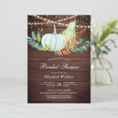 ルスティックウッドグリーン 白いパンプキン ブライダルシャワー 招待状 (スタンド正面)