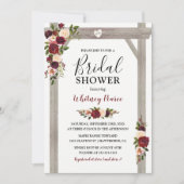 ルスティックガーデン バーガンディーブラッシュ フラワーブライダルシャワー 招待状 (正面)