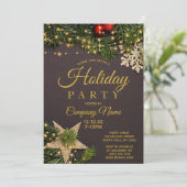 ルスティックパイン コーポレート ゴールド ホリデー クリスマス パーティー 招待状 (スタンド正面)