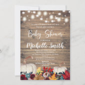 ルスティックパンプキン 秋のカントリー バーガンディ ベビーシャワー 招待状 (正面)