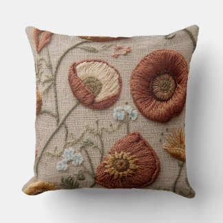 ルスティック刺繍フラワーピロー – ブルームデザイン クッション