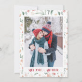 ルスティック ウィンター クリスマス フローラル 2 フォト ウェディング セーブザデート (裏面)