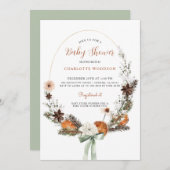 ルスティック ウィンター シトラス パイン ベイビー シャワー 招待状 (正面/裏面)