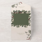 ルスティック ウィンター ベリー & パイン クリーム ノー ディナー オールインワン招待状 (外側)