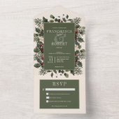 ルスティック ウィンター ベリー & パイン クリーム ノー ディナー オールインワン招待状 (内側)