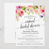 ルスティック・ウォーターカラーのパンジー バーチャル ブライダル シャワー 招待状 (正面/裏面)