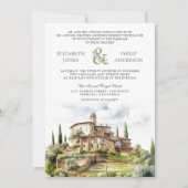 ルスティック ウォーターカラー トスカーナ QR コード ウェディング 招待状 (正面)