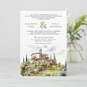 ルスティック ウォーターカラー トスカーナ QR コード ウェディング 招待状 (スタンド正面)