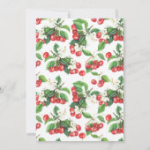 ルスティック ウォーターカラー 赤いさくらんぼの花輪 ベビーシャワー 招待状 (裏面)