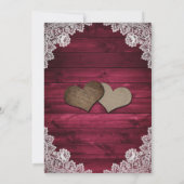 ルスティック ウッド バーガンディーレース ストリング ライト ウェディング 招待状 (裏面)