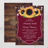 ルスティック ウッド バーガンディ ひまわり ウェディング 招待状 (正面/裏面)