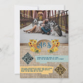 ルスティック カントリー バルコニー ヴァン ゴッホ ひまわり ウェディング 招待状 (裏面)