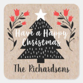 ルスティック クラフト クリスマス ツリー ギフト タグ (正面)