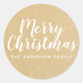 ルスティック クラフト クリスマス ハンド スクリプト ラウンドシール (正面)