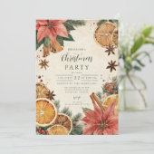 ルスティック シトラス ポインセチア メリークリスマス 招待状 (スタンド正面)