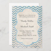 ルスティック チェボン ブルー 結婚記念日 招待状 (正面/裏面)