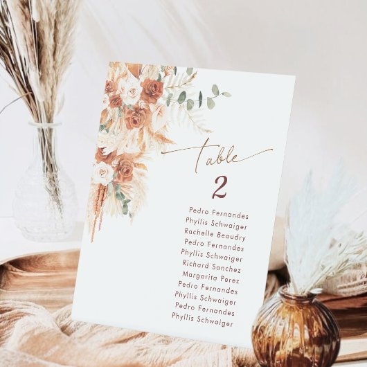 ルスティック テラコッタ ボーホー パンパス 卒業式テーブル ナンバー 台座サイン