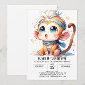 ルスティック デジタルサル 誕生日 招待状 (正面/裏面)