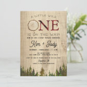 ルスティック バッファローチェック ワイルドワン ベイビーシャワー 招待状 (スタンド正面)