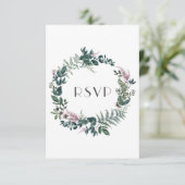 ルスティック バーガンディーとフォレストグリーン フローラル リース | 出欠カード (スタンド正面)