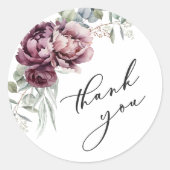 ルスティック バーガンディーとプラム フラワーの感謝の気持ちを表すギフト ラウンドシール (正面)