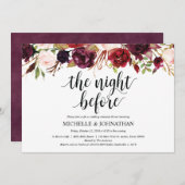 ルスティック バーガンディー ウェディング リハーサル ディナー 招待状 (正面/裏面)