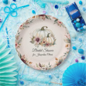 ルスティック バーガンディー 秋の花 フローラル パンプキン ブライダル シャワー ペーパープレート (パーティー)