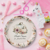 ルスティック バーガンディー 秋の花 フローラル パンプキン ブライダル シャワー ペーパープレート (パーティー)