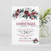 ルスティック バーガンディ グリーン クリスマス ディナー パーティ 招待状 (スタンド正面)