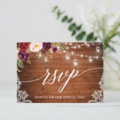 ルスティック バーガンディ ジャー ライト カリグラフィー ウェディング 出欠カード (スタンド正面)