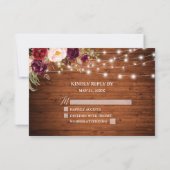 ルスティック バーガンディ ジャー ライト カリグラフィー ウェディング 出欠カード (裏面)